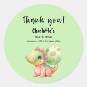 Cute Watercolor Baby Dinosaur Baby Shower Classic Round Sticker
