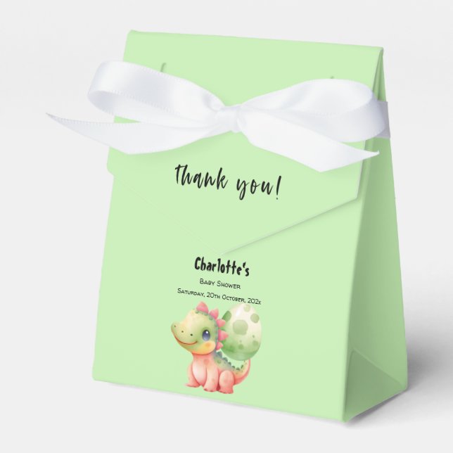 Cute Watercolor Baby Dinosaur Baby Shower Favour Box (Front Side)