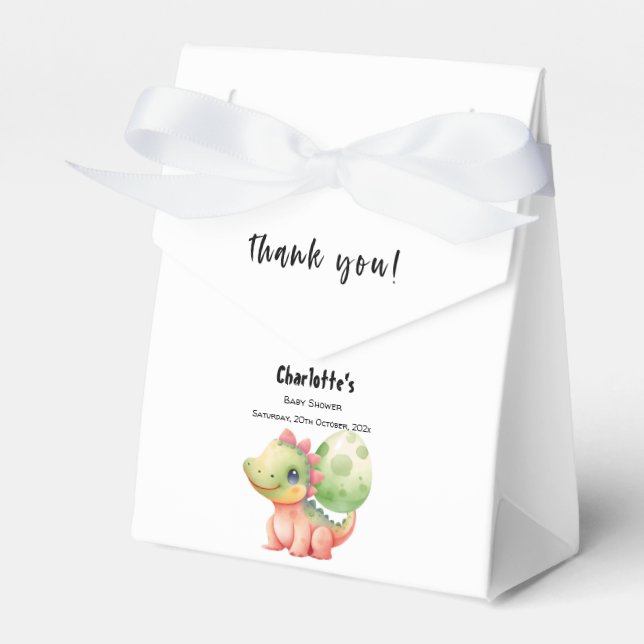 Cute Watercolor Baby Dinosaur Baby Shower Favour Box (Front Side)