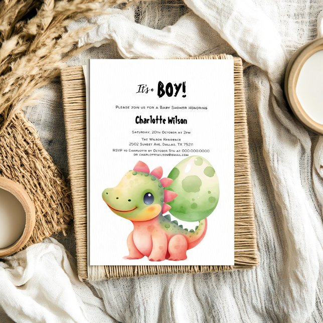Cute Watercolor Baby Dinosaur Baby Shower Invitation (Creator Uploaded)