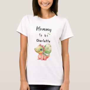 Cute Watercolor Baby Dinosaur Mummy-to-be T-Shirt