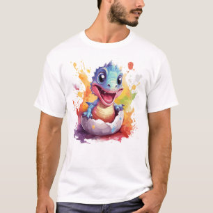 Cute Watercolor Baby Dinosaur T-Shirt