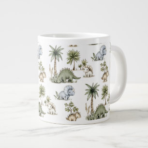 Cute Watercolor Baby Dinosaurs Large Coffee Mug