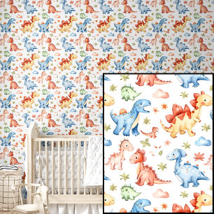 Cute Watercolor Baby Dinosaurs Wallpaper