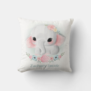 Cute Watercolor Baby Elephant personalised pillow