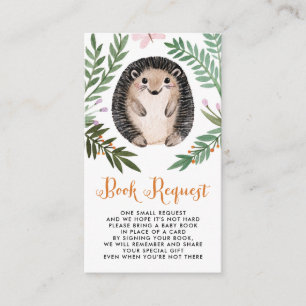 Cute Watercolor Baby Hedgehog Book Request Enclosure Card