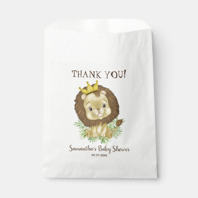 Cute Watercolor  Baby Lion King Jungle Baby Shower Favour Bags (Front)
