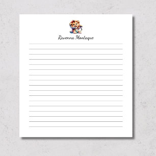 Cute Watercolor Baby Lion Name Nursery Lined Notepad