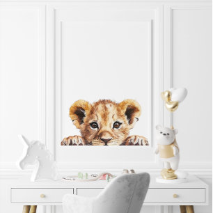 Cute Watercolor Baby Lion Nursery Decor