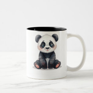 Cute Watercolor Baby Panda Personalised Kids Mug.  Two-Tone Coffee Mug