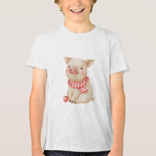 Cute Watercolor Baby Pig Nursery Illustration Tri-Blend Shirt