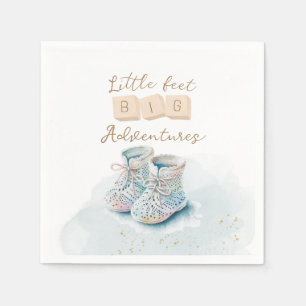 Cute Watercolor Baby Shoe Adventure Boy Shower Napkin