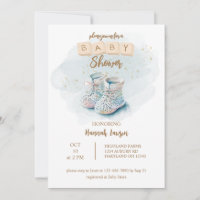 Cute Watercolor Baby Shoe Baby Shower