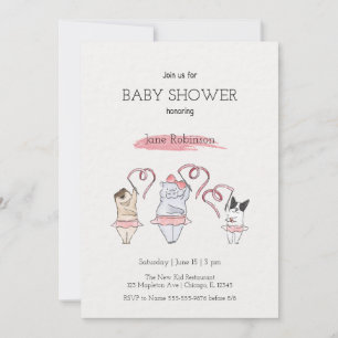 Cute Watercolor Baby Shower Girl Invitation