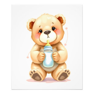 Cute Watercolor Baby Teddy Bear Illustration  Photo Print