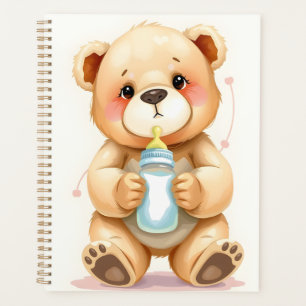 Cute Watercolor Baby Teddy Bear Illustration Planner
