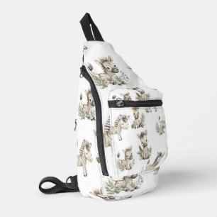 Cute Watercolor Baby Zebra Design Neutral Safari Sling Bag