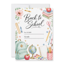 Cute Watercolor Back to School Custom Photo Card