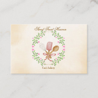 Cute Watercolor Bakery Business Card
