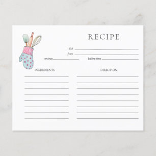 Cute watercolor baking Recipe card