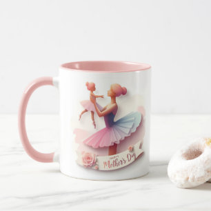 Cute Watercolor Ballerina Mum silhouette Mug 