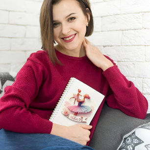 Cute Watercolor Ballerina Mum silhouette notebook
