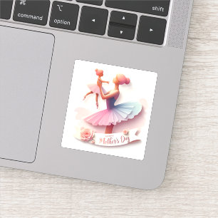Cute Watercolor Ballerina Mum silhouette Sticker 
