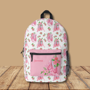 Cute Watercolor Ballet Shoes Pattern Girl Printed Backpack