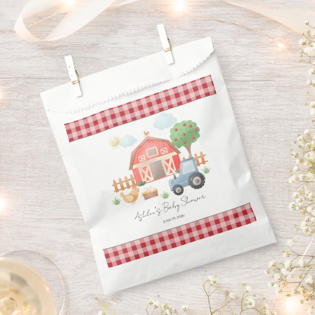 Cute Watercolor Barn Farm Animals Baby Shower  Favour Bags (Clipped)