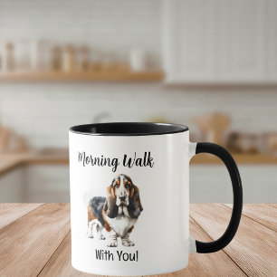 Cute Watercolor Basset Brown Personalize Mug