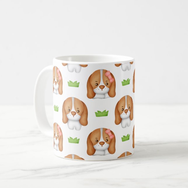 Cute Watercolor Beagle Dog  Coffee Mug (Front Left)