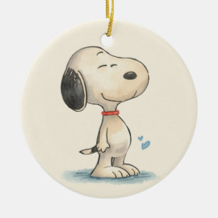 Cute Watercolor Beagle Dog Illustration Ceramic Tree Decoration