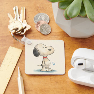 Cute Watercolor Beagle Dog Illustration Key Ring