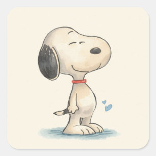 Cute Watercolor Beagle Dog Illustration Square Sticker