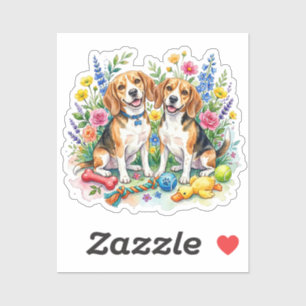 Cute Watercolor Beagles