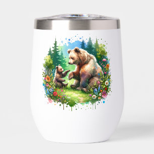 Cute Watercolor Bear and Cub Personalised