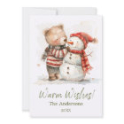 Cute Watercolor Bear and Snowman | Warm Wishes
