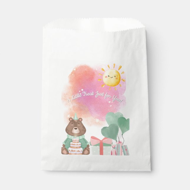 Cute Watercolor Bear Birthday Favor Box Favour Bags (Front)