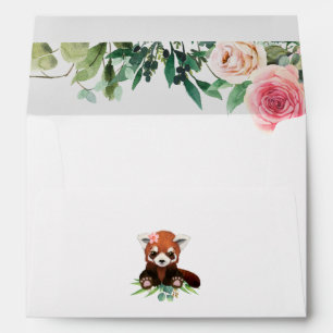 Cute Watercolor Bear Blush Pink Girl Baby Shower Envelope