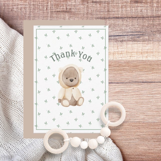 Cute Watercolor Bear Simple Thank You Card (Creator Uploaded)