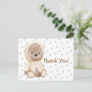 Cute Watercolor Bear Thank You Postcard