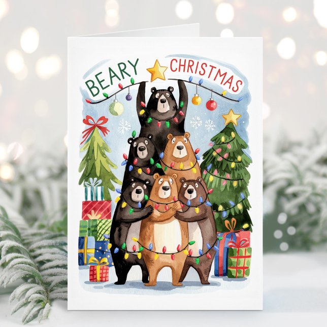 Cute Watercolor Bears Beary Christmas Card (Creator Uploaded)