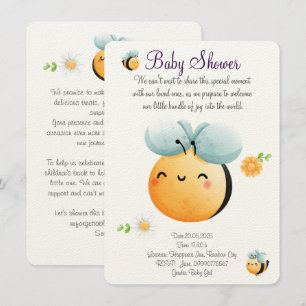 Cute watercolor bee invitation