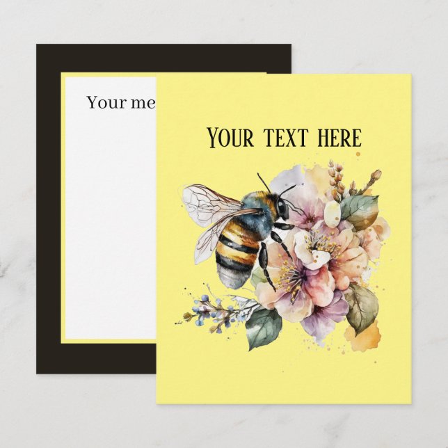 Cute watercolor bee lovers add message  card (Front/Back)