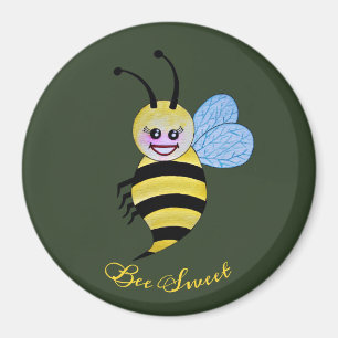 Cute Watercolor Bee With Happy Smile Magnet