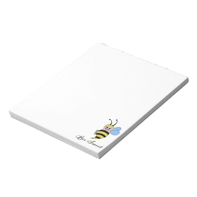 Cute Watercolor Bee With Happy Smile Notepad (Rotated)