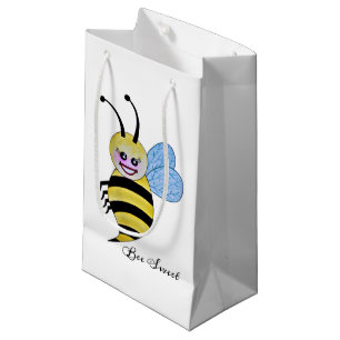 Cute Watercolor Bee With Happy Smile Small Gift Bag