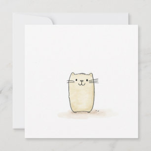 Cute Watercolor Beige Cat Holiday Card