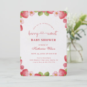 Cute Watercolor Berry Sweet Baby Shower Invitation