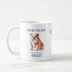 Cute Watercolor Best Bulldog Dog Dad Photo Coffee Mug